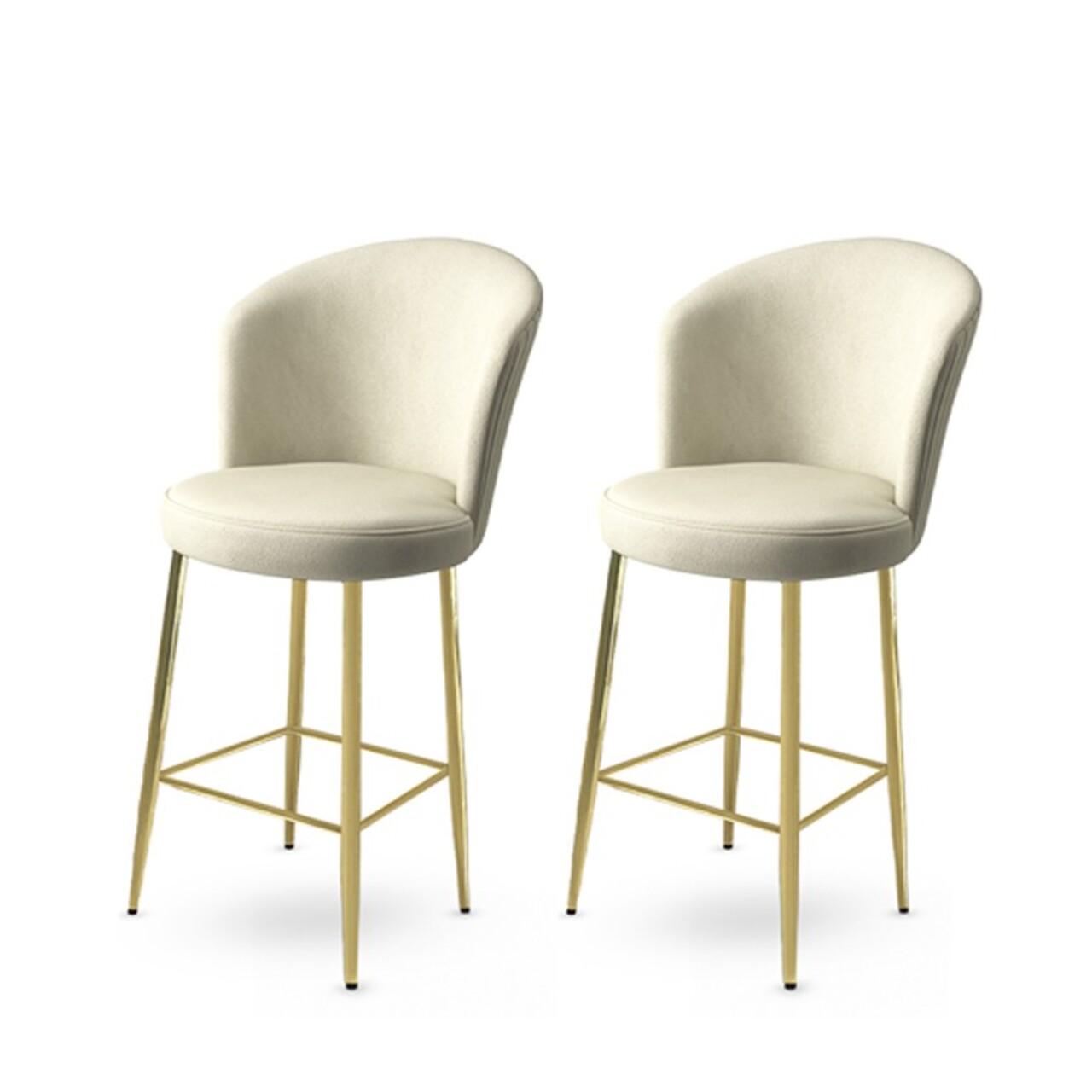 Set scaun de bar (2 bucăți), Hanah Home, Fora, Crem / Aur - imagine 3